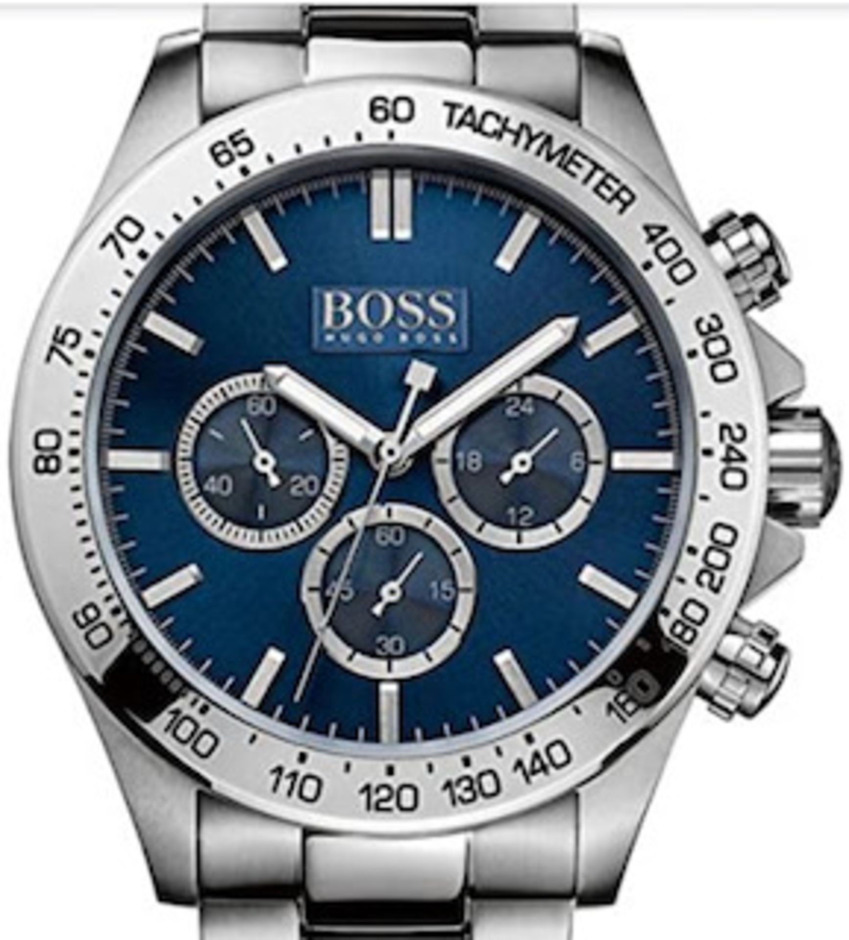 Hugo Boss 1512963 Men's Ikon Blue Dial Silver Bracelet Chronograph Watch - Image 2 of 5