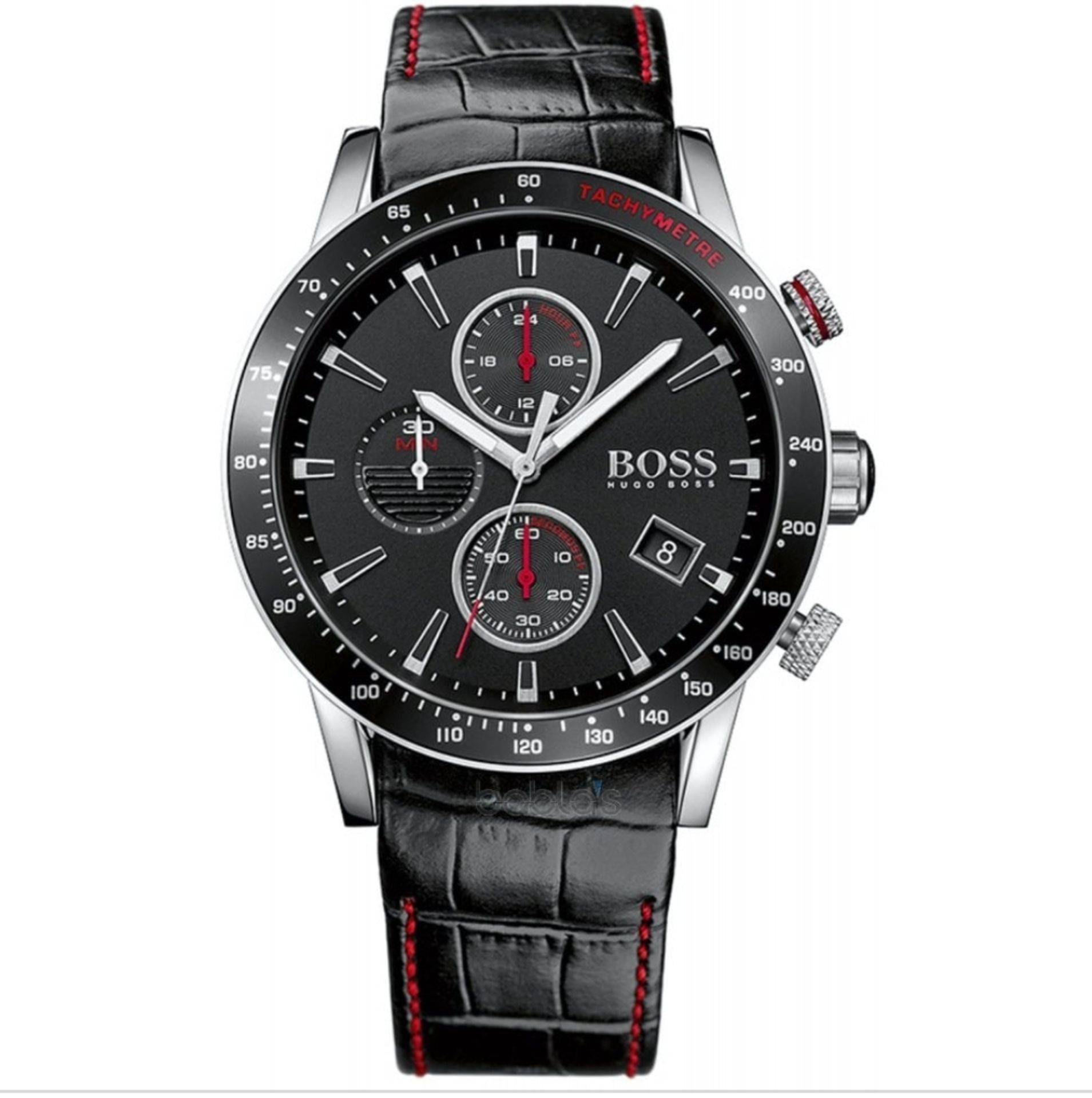 Hugo Boss 1513390 Men's Rafale Black Leather Strap Chronograph Watch - Image 4 of 11