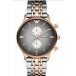 Emporio Armani AR1721 Men's Gianni Two Tone Rose Gold & Silver Chronograph Watch