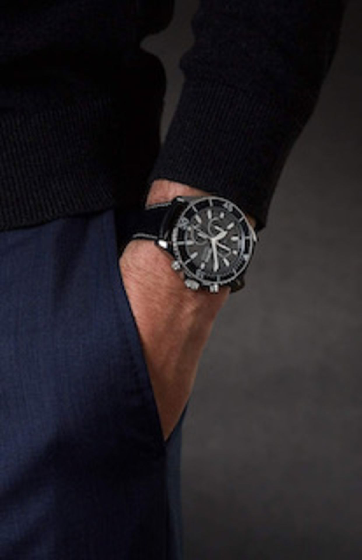 Hugo Boss 1513697 Men's Ocean Edition Black Leather Strap Chronograph Watch - Image 2 of 5