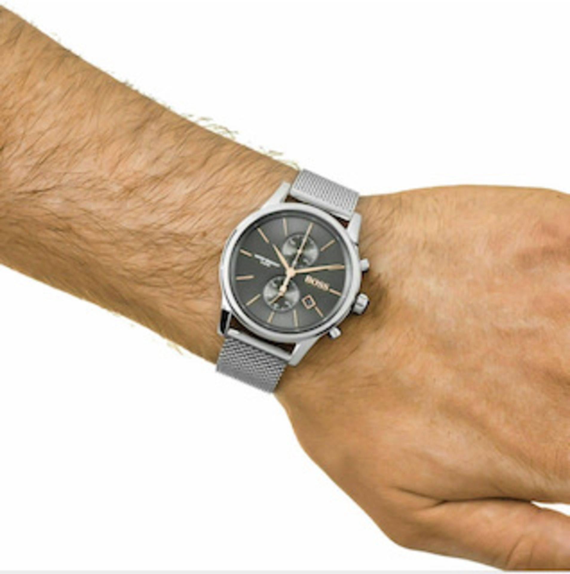 Hugo Boss 1513440 Men's Jet Silver Mesh Band Chronograph Watch - Image 3 of 5