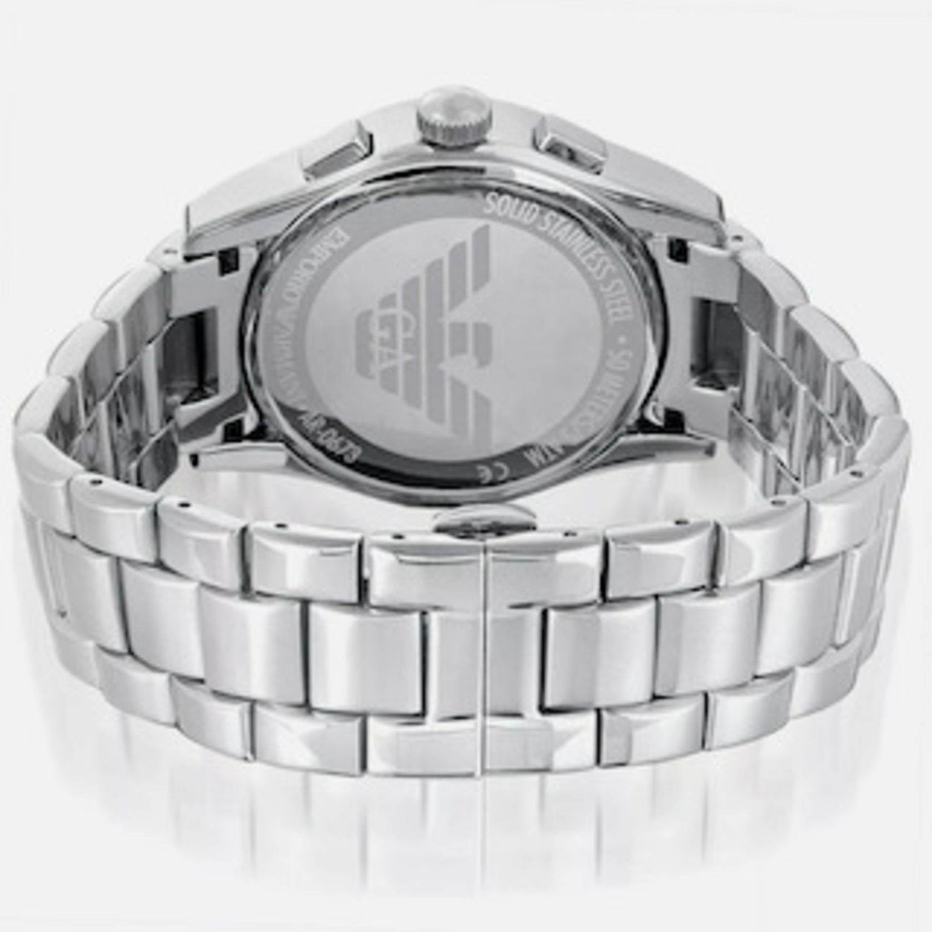 Emporio Armani AR0673 Men's Black Dial Silver Bracelet Quartz Chronograph Watch - Image 6 of 8