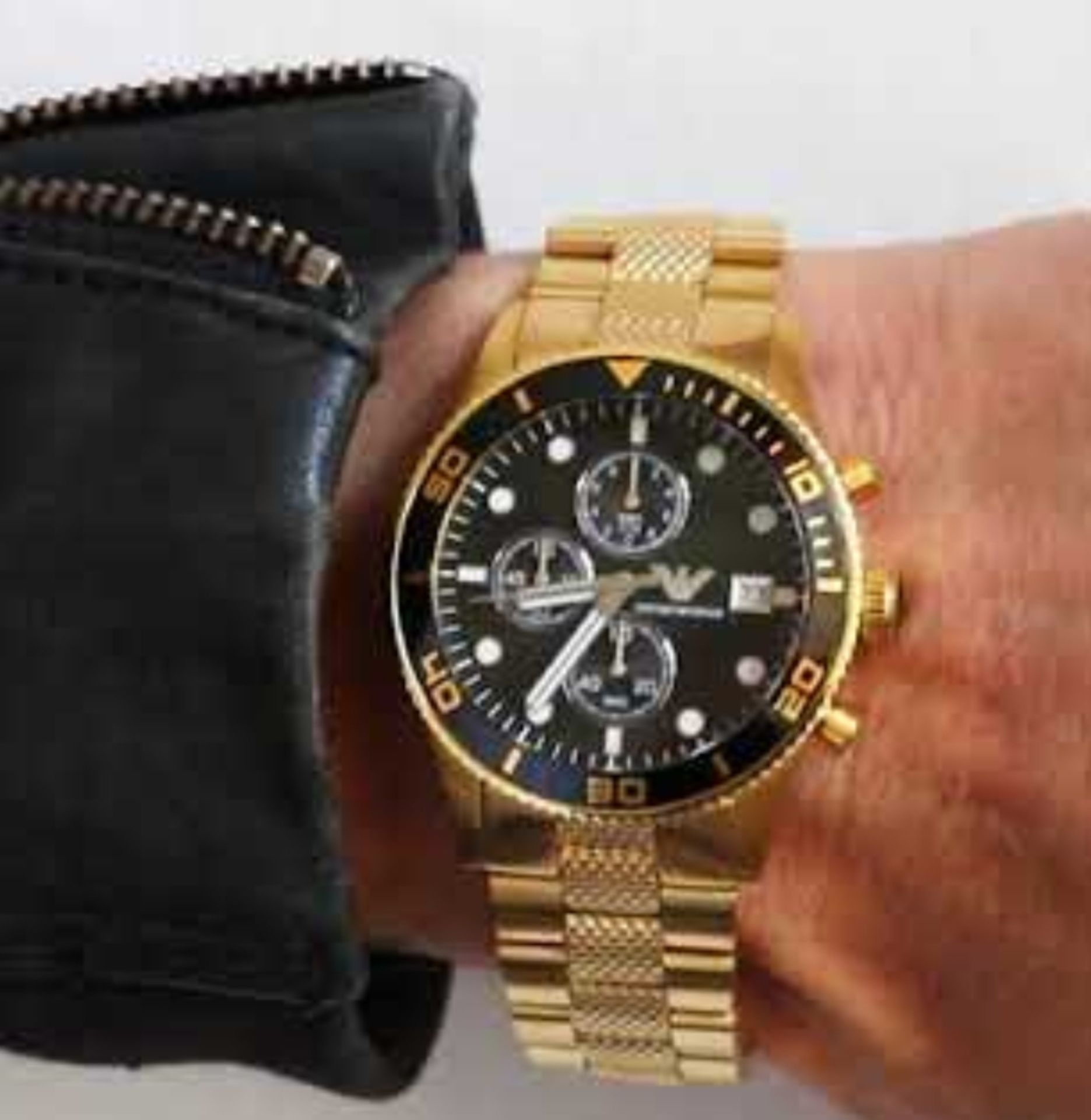 Emporio Armani AR5857 Black Dial Gold Tone Bracelet Quartz Chronograph Watch - Image 7 of 10