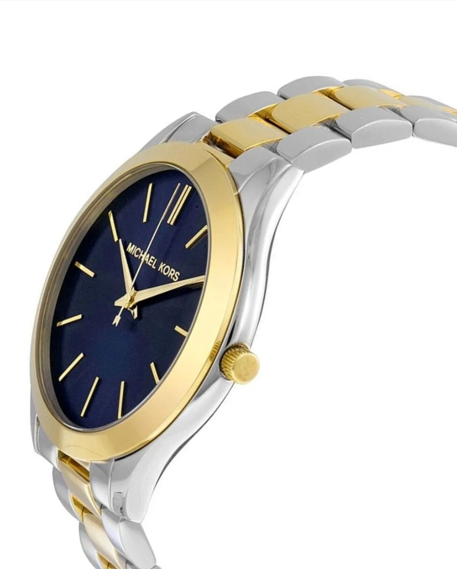 Michael Kors MK3479 Ladies Slim Runway Watch Two Tone Stainless Steel Blue Dial Quartz Watch - Image 2 of 7