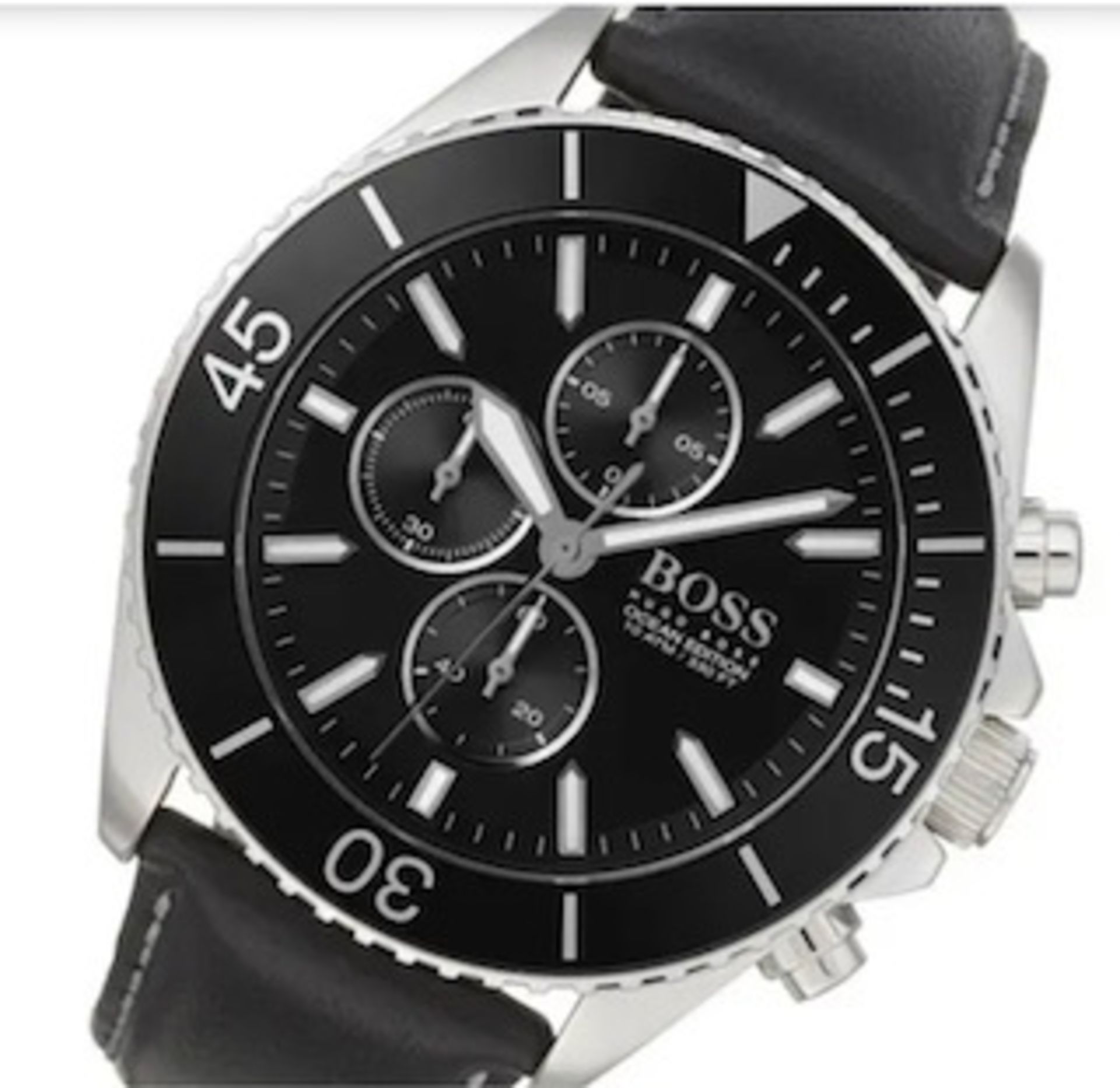 Hugo Boss 1513697 Men's Ocean Edition Black Leather Strap Chronograph Watch - Image 3 of 5