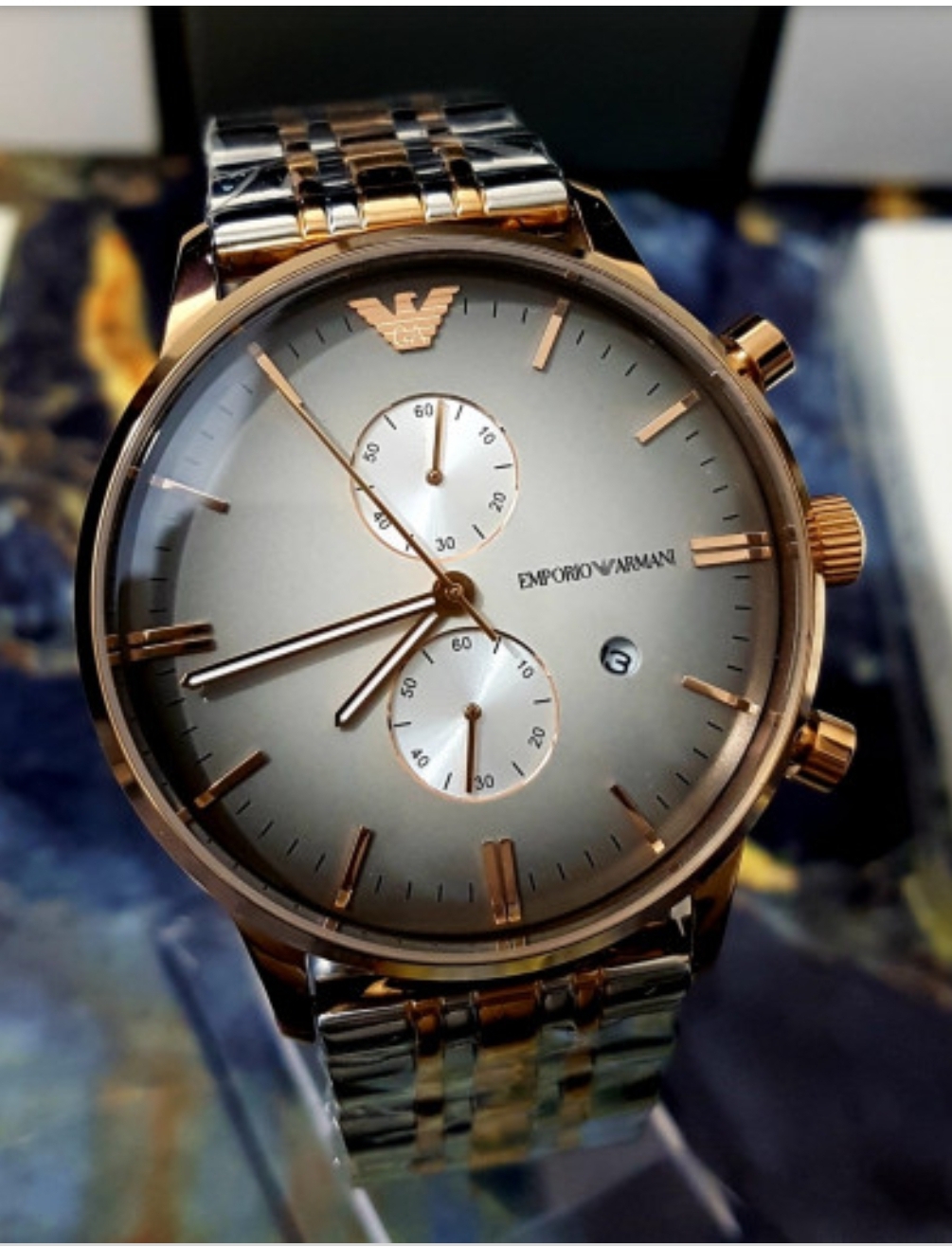 Emporio Armani AR1721 Men's Gianni Two Tone Rose Gold & Silver Chronograph Watch - Image 2 of 7