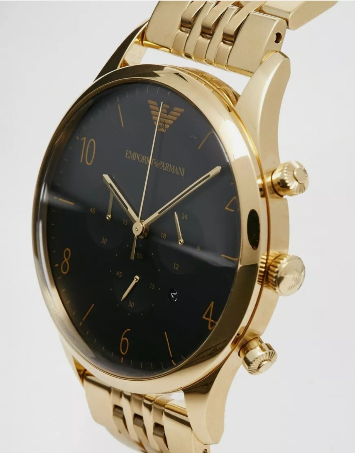 Emporio Armani AR1893 Men's Black Dial Gold Tone Bracelet Quartz Chronograph Watch - Image 5 of 7
