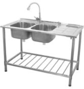 Brand New Stainless Steel Double Bowl Drainer Sink Unit