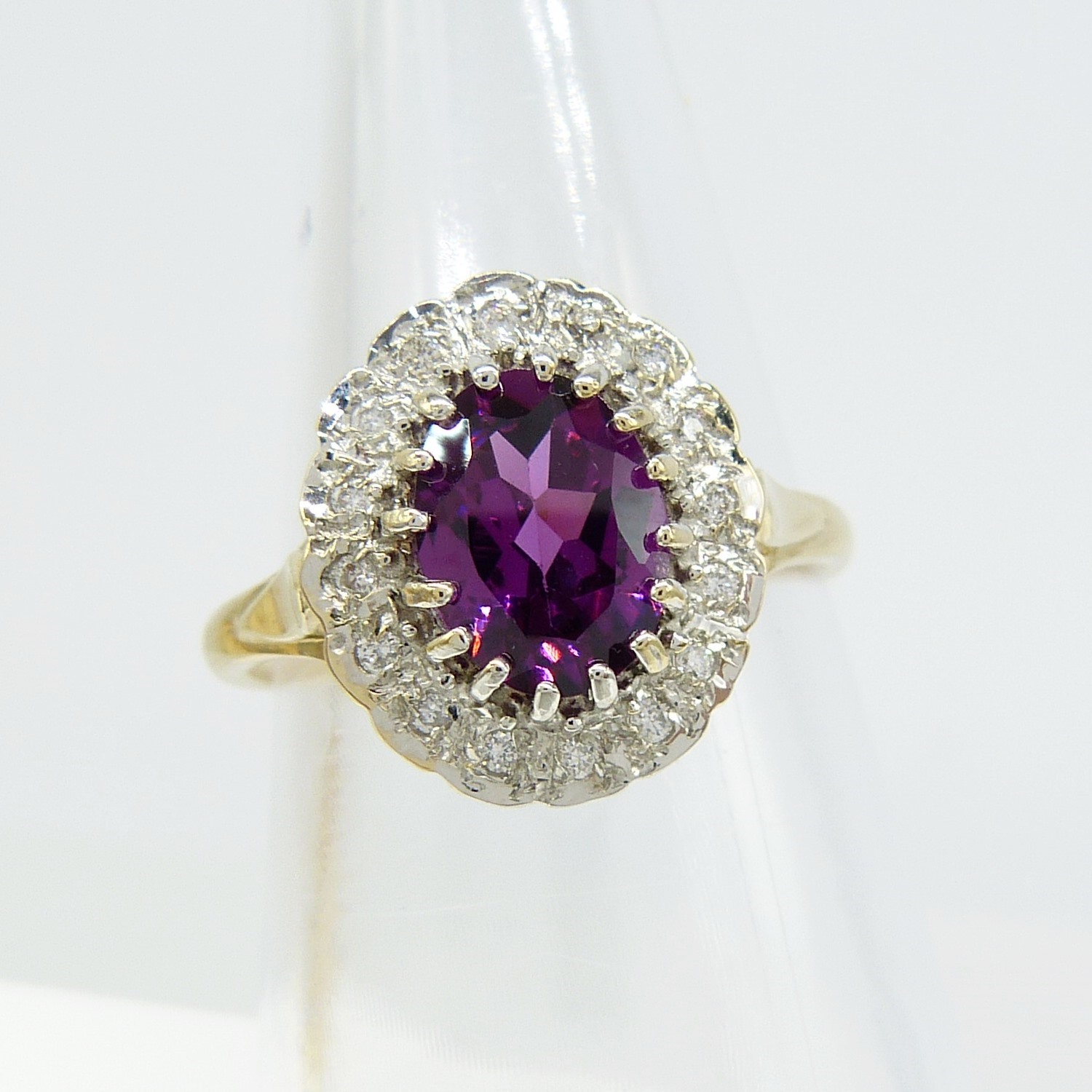 Distinctive Rhodolite Garnet and Diamond Cluster Ring In A Vintage Style - Image 7 of 7
