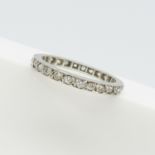Genuine Antique Platinum Full Eternity Ring Set With 0.85 Carats Old-Cut Diamonds
