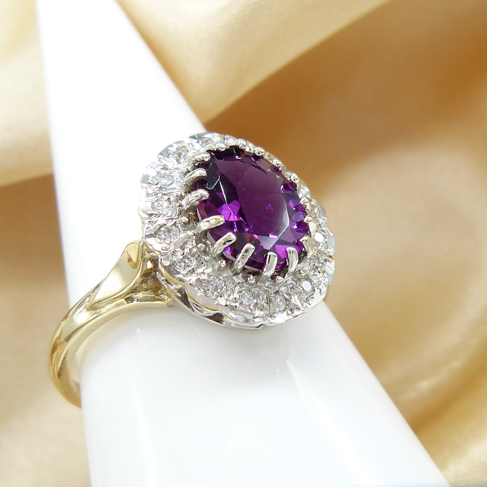 Distinctive Rhodolite Garnet and Diamond Cluster Ring In A Vintage Style - Image 5 of 7