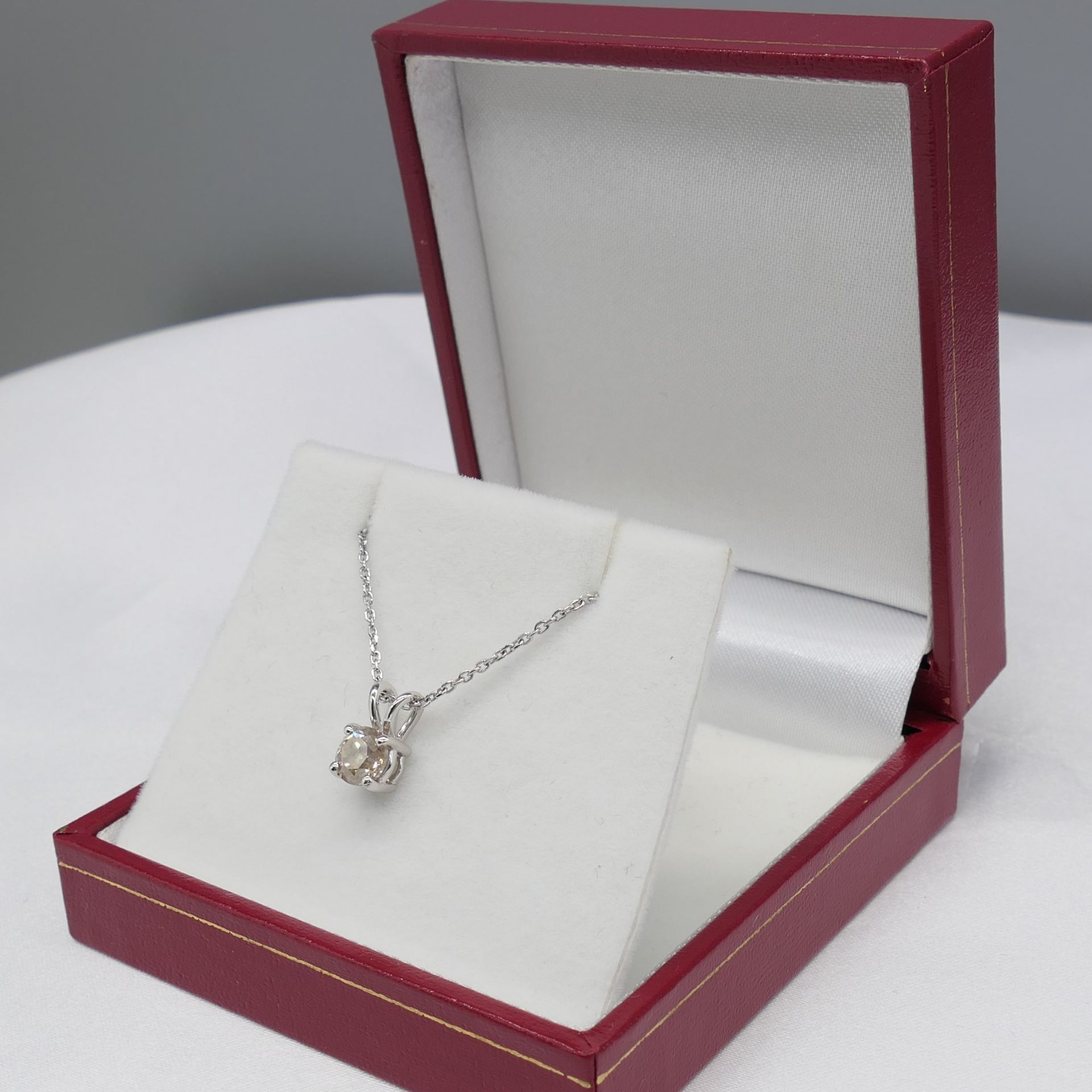 18ct White Gold 0.74 Carat Diamond Solitaire Pendant With Chain, Boxed - Image 7 of 7