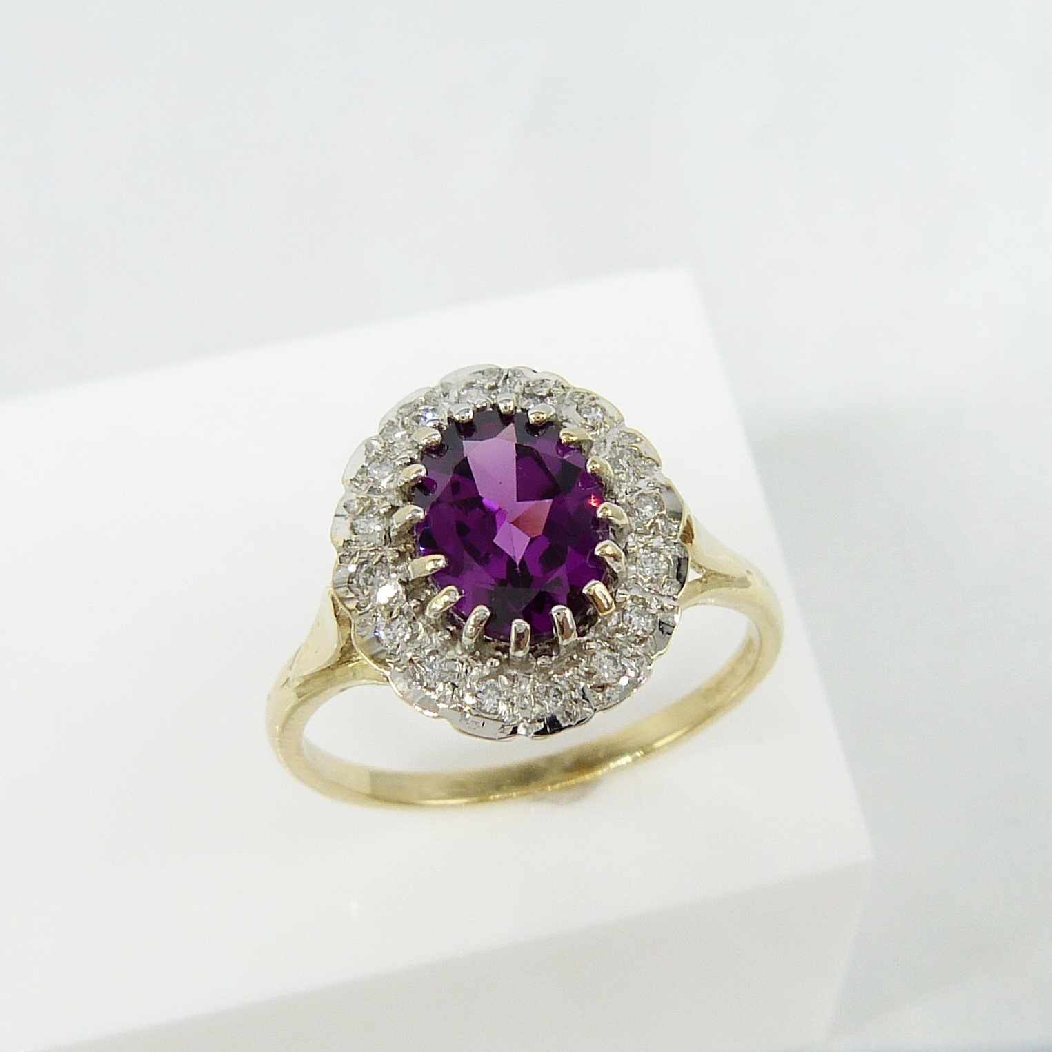 Distinctive Rhodolite Garnet and Diamond Cluster Ring In A Vintage Style - Image 4 of 7