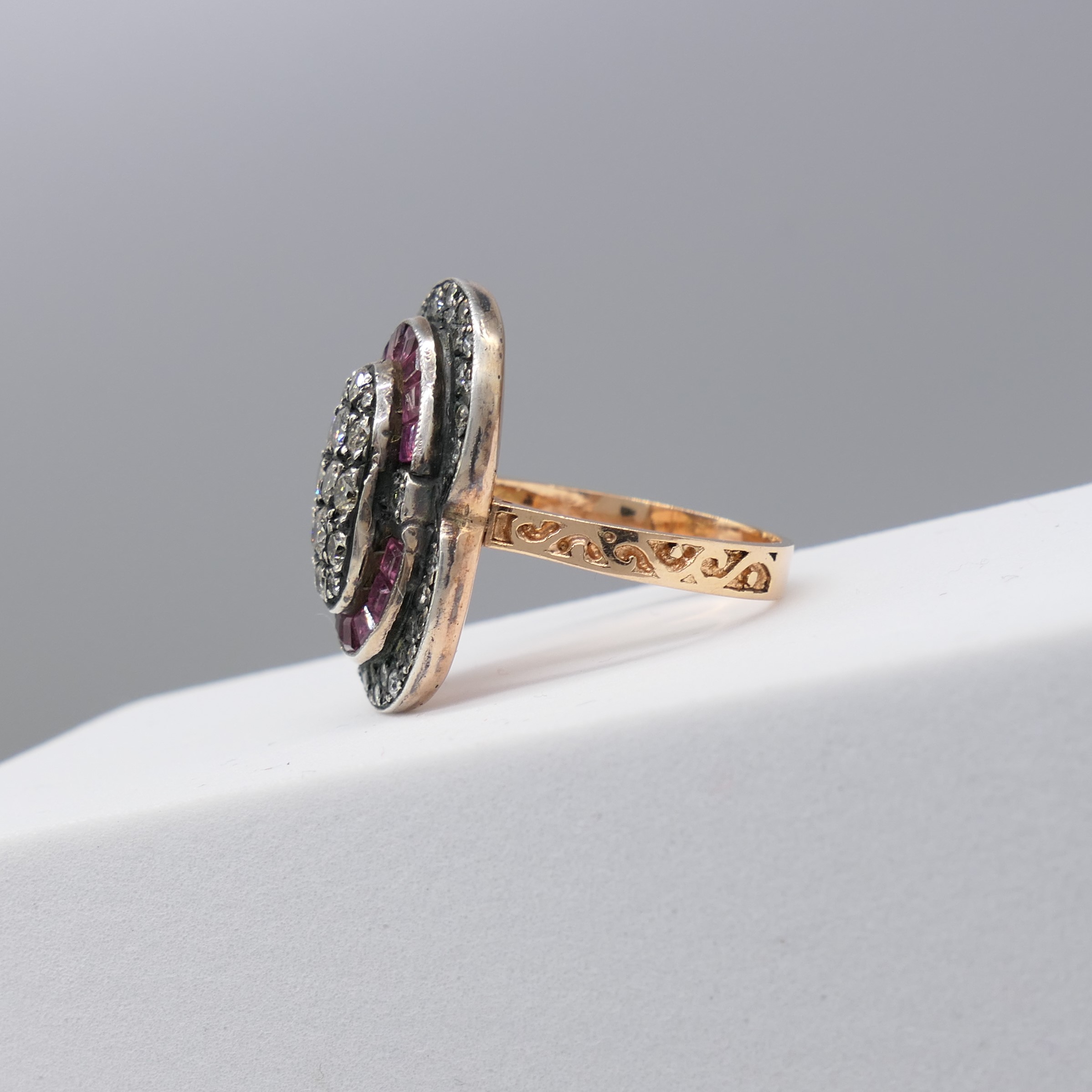Large Hand-Made 8ct Rose Gold Ruby and Diamond Ring - Image 2 of 6