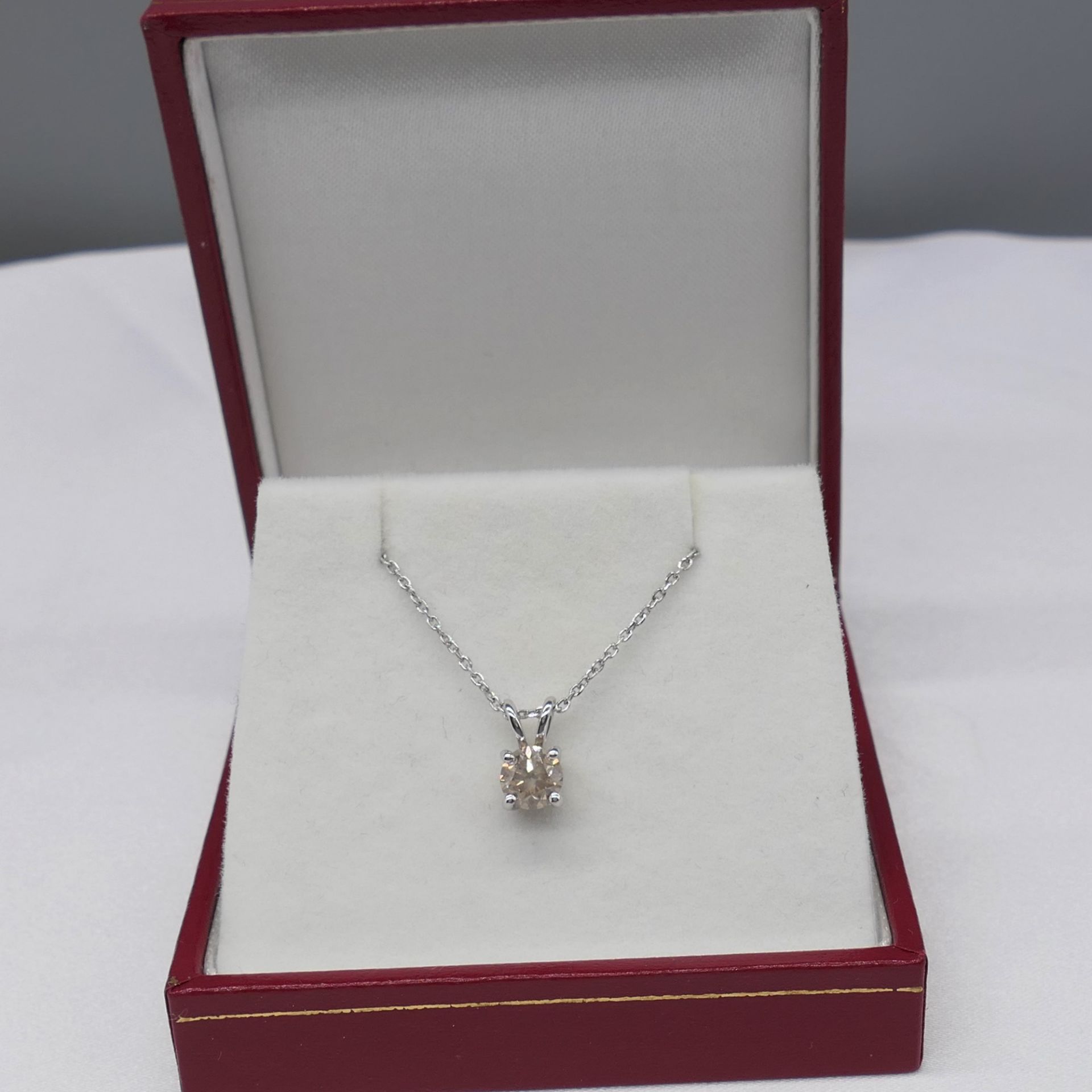 18ct White Gold 0.74 Carat Diamond Solitaire Pendant With Chain, Boxed - Image 3 of 7