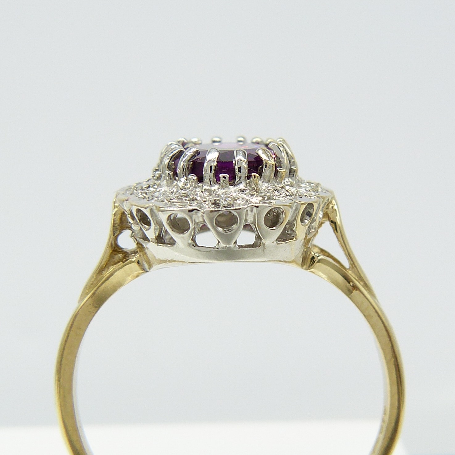 Distinctive Rhodolite Garnet and Diamond Cluster Ring In A Vintage Style - Image 6 of 7