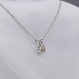 18ct White Gold 0.74 Carat Diamond Solitaire Pendant With Chain, Boxed