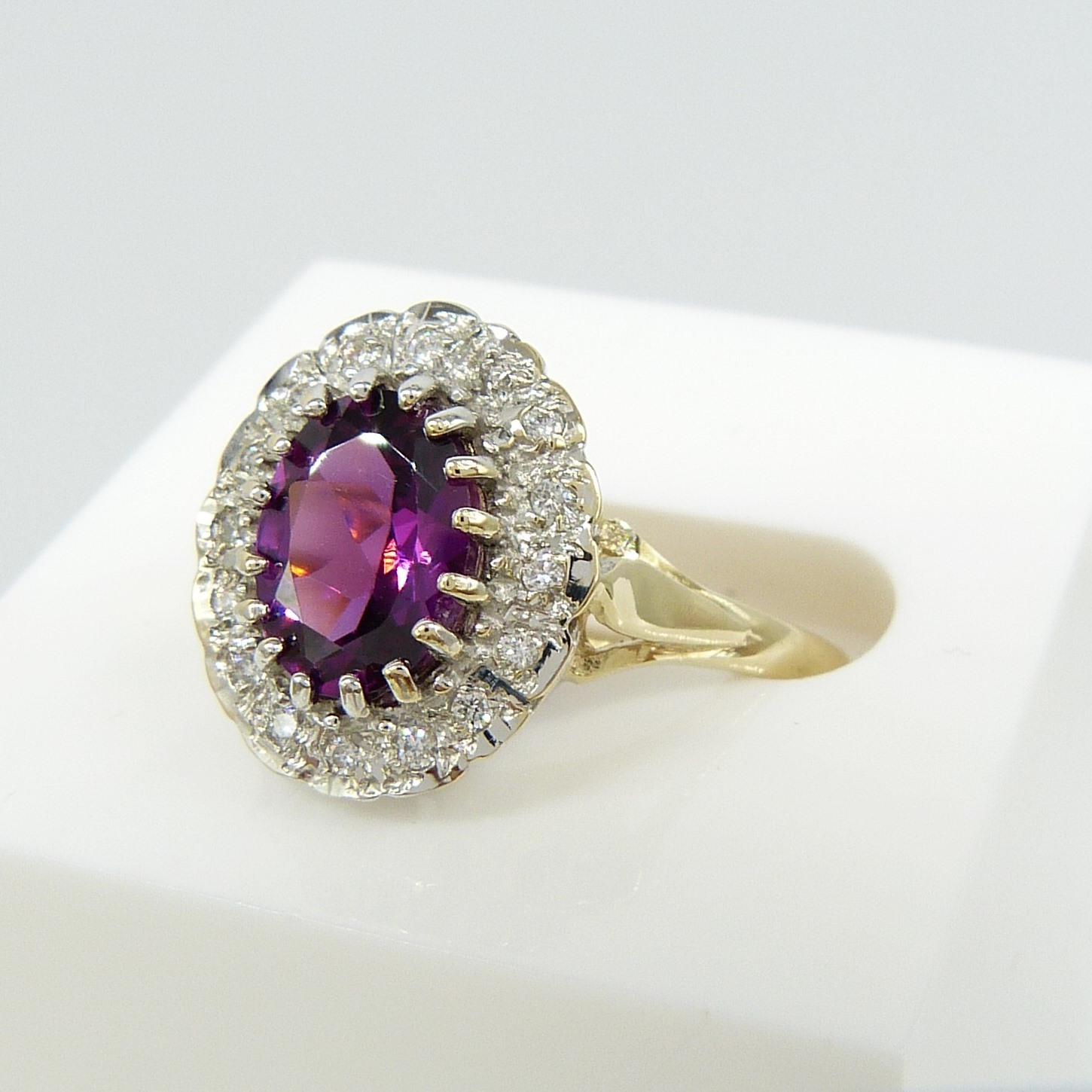 Distinctive Rhodolite Garnet and Diamond Cluster Ring In A Vintage Style - Image 3 of 7