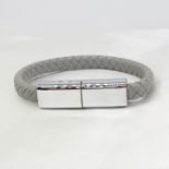 Silver-Coloured Leather Effect Rope-Style Bracelet