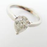 18ct White Gold 1.18 Carat Pear-Shaped Diamond Solitaire Ring With Certificate