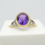 Original Vintage 18ct Yellow Gold Amethyst and Rose-Cut Diamond Dress Ring