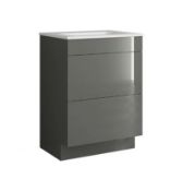 Brand New Boxed House Beautiful 600mm Floorstanding Vanity Unit with Basin - Gloss Grey RRP £450