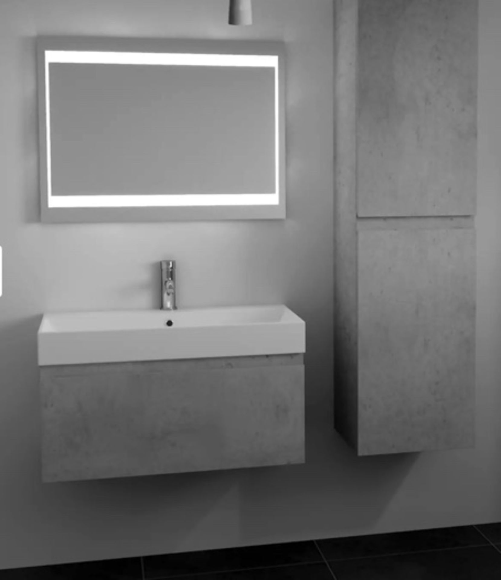 Brand New Boxed Mino 500mm Wall Hung Vanity Unit - Concrete RRP £220 **No Vat**