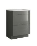 Brand New Boxed House Beautiful 600mm Floorstanding Vanity Unit - Gloss Grey RRP £450 **No Vat**