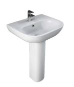 Brand New Boxed Newton 550mm White Basin and Full Pedestal with 1 Tap Hole RRP £110 **No Vat**