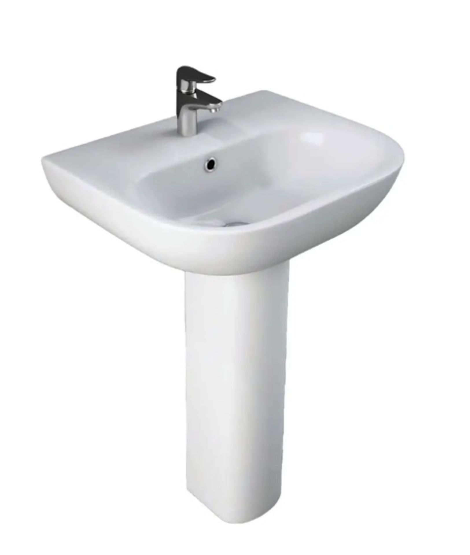 Brand New Boxed Newton 550mm White Basin and Full Pedestal with 1 Tap Hole RRP £110 **No Vat**