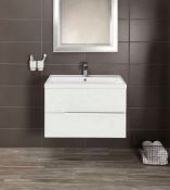 Brand New Boxed Vermont 800mm Wall Hung Vanity Unit with Basin - Gloss White RRP £600 **No Vat**