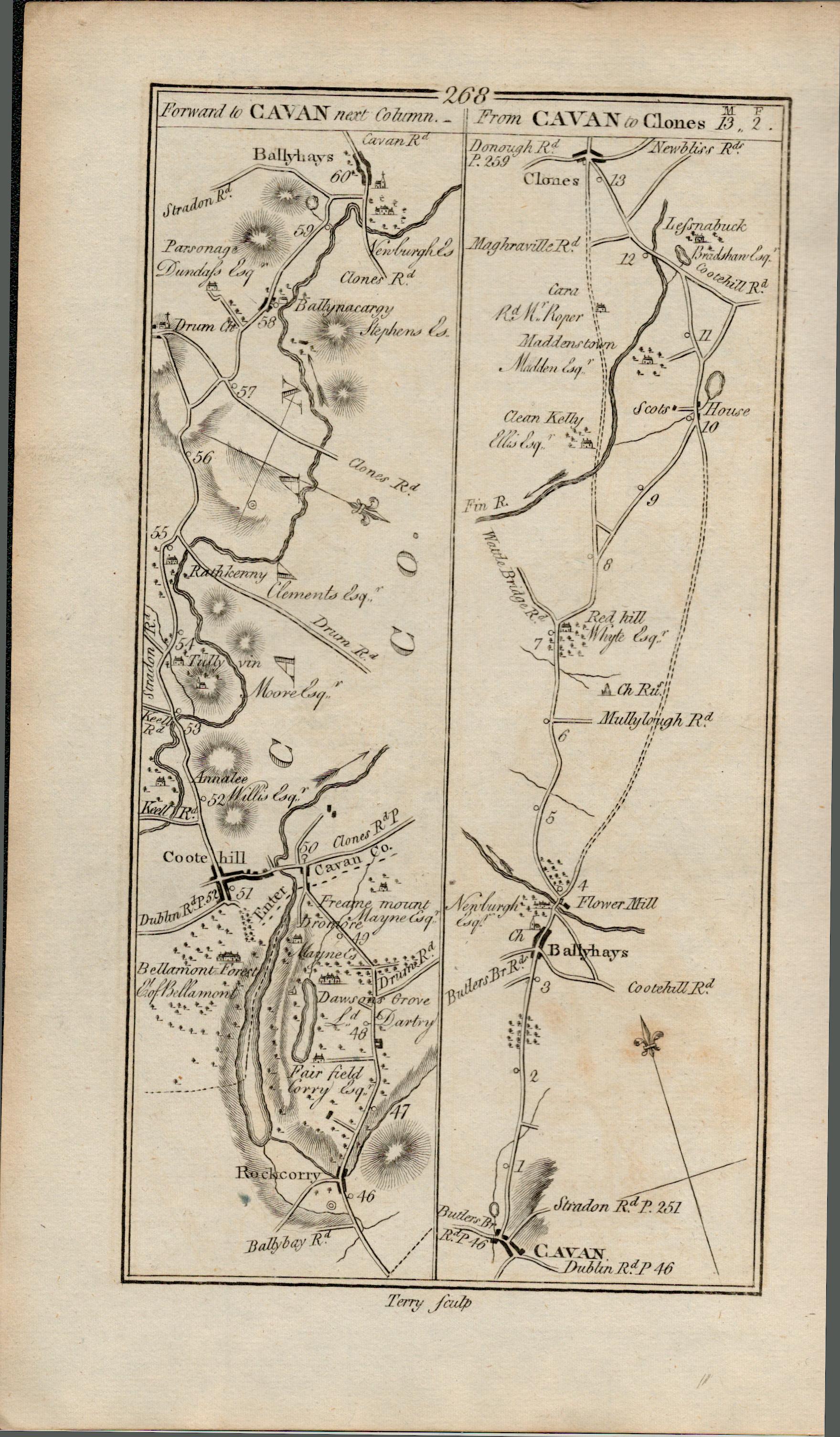Taylor & Skinner 1777 Ireland Map Monaghan Middletown Cootehill Cavan Clones.