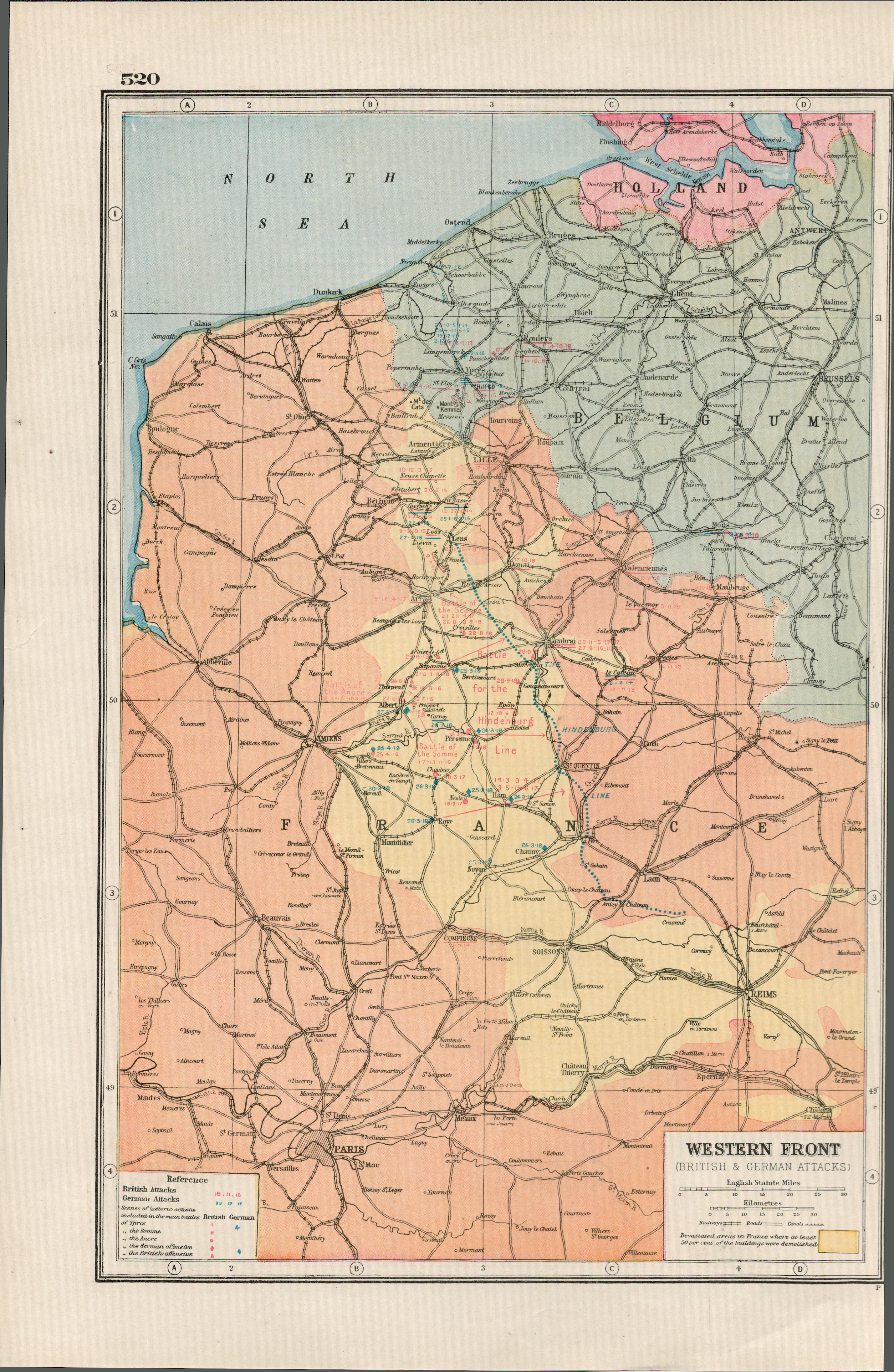 Collection of 15 WW1 Battle Fields & Maps Antique Maps 1922. - Image 10 of 11