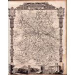 Shropshire Steel Engraved Victorian Thomas Moule Antique Map.