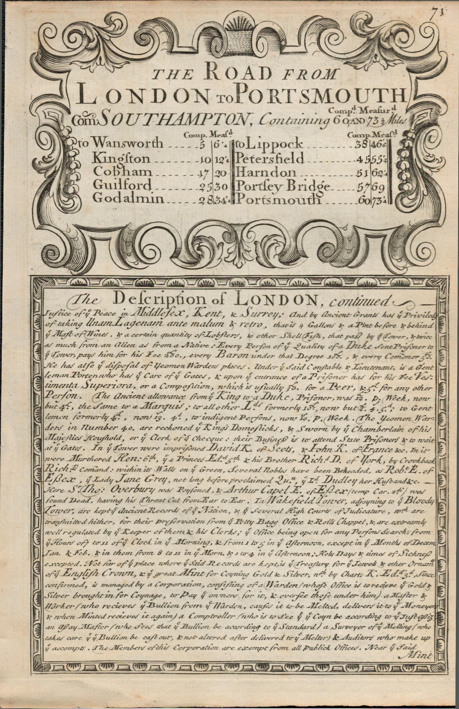 Britannia Depicta E Bowen c1730 Map London, Wandsworth, Kingston, Guildford. - Image 2 of 3