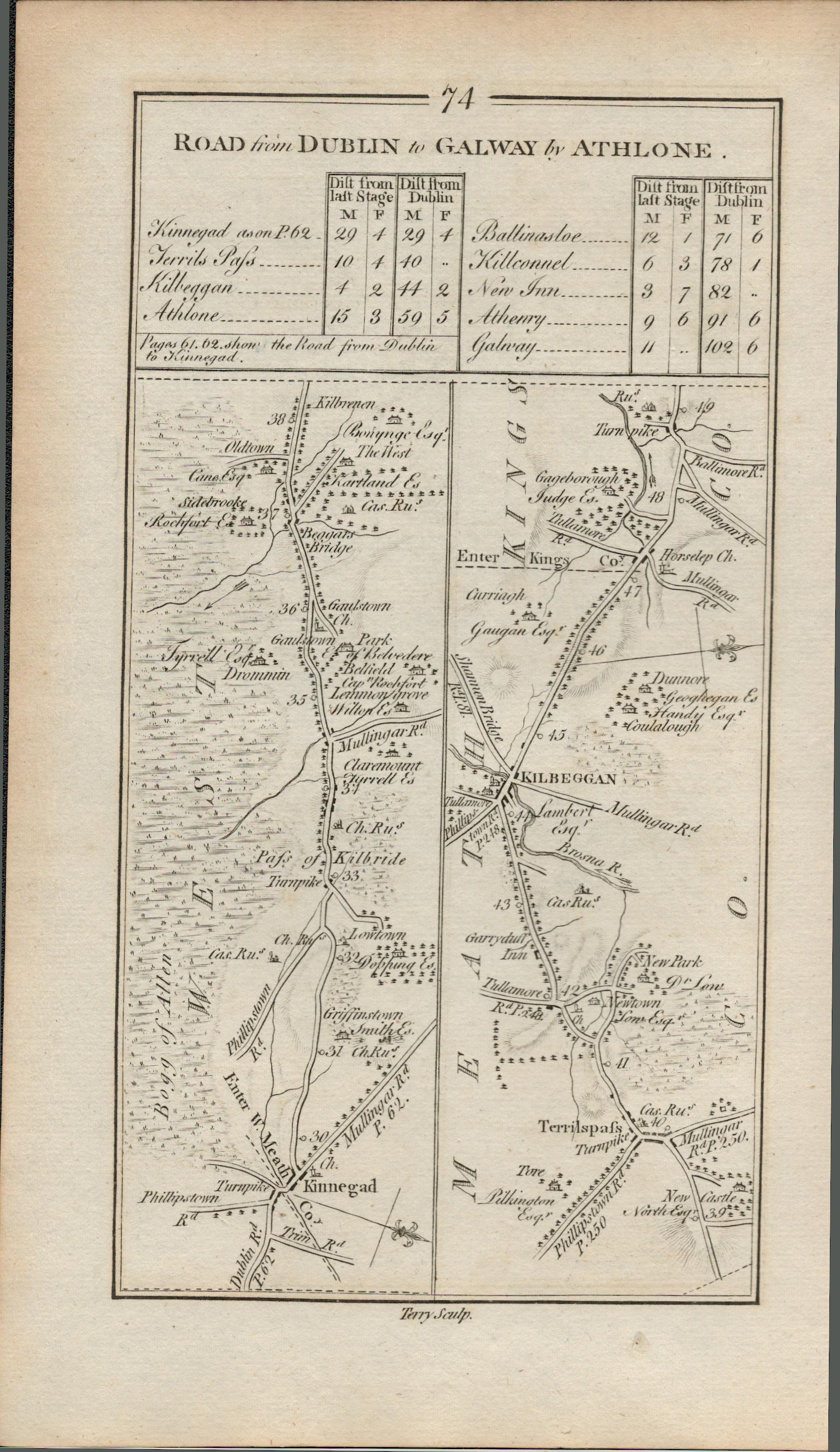Taylor & Skinner 1777 Ireland Map Co Mayo Ballyhaunis Castlebar Balla Manulla Etc.