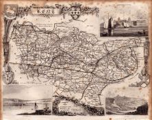 Kent Steel Engraved Victorian Thomas Moule Antique Map.