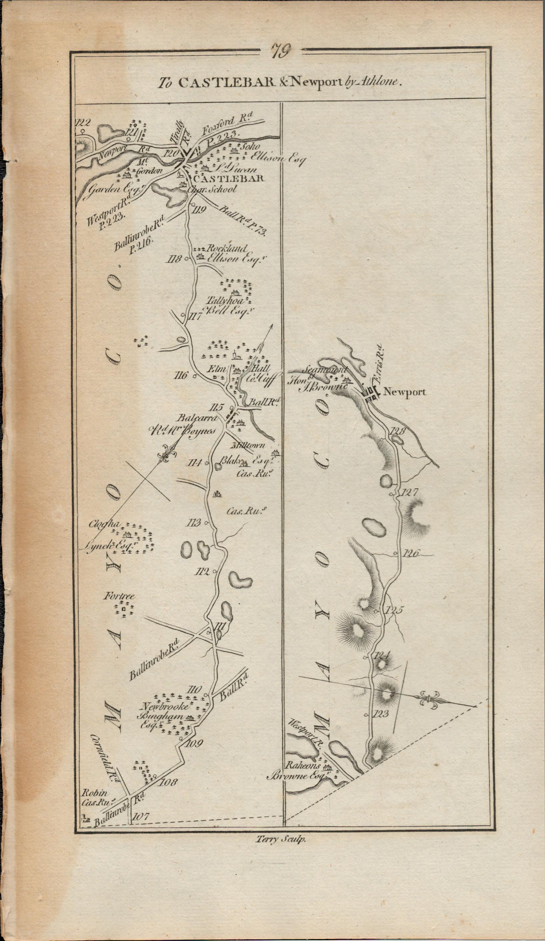 Taylor & Skinner 1777 Ireland Map Co Galway Co Mayo Castlebar Newport Dunmore. - Image 2 of 3
