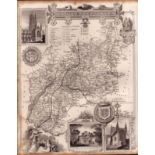 Gloucestershire Steel Engraved Victorian Thomas Moule Antique Map.