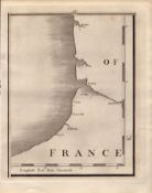 Northern France Coastline John Cary's Antique George III 1794 Map.