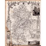 Bedfordshire Steel Engraved Victorian Thomas Moule Antique Map.