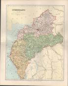 Penrith Maryport Cockermouth Victorian 1894 Coloured Antique Map.