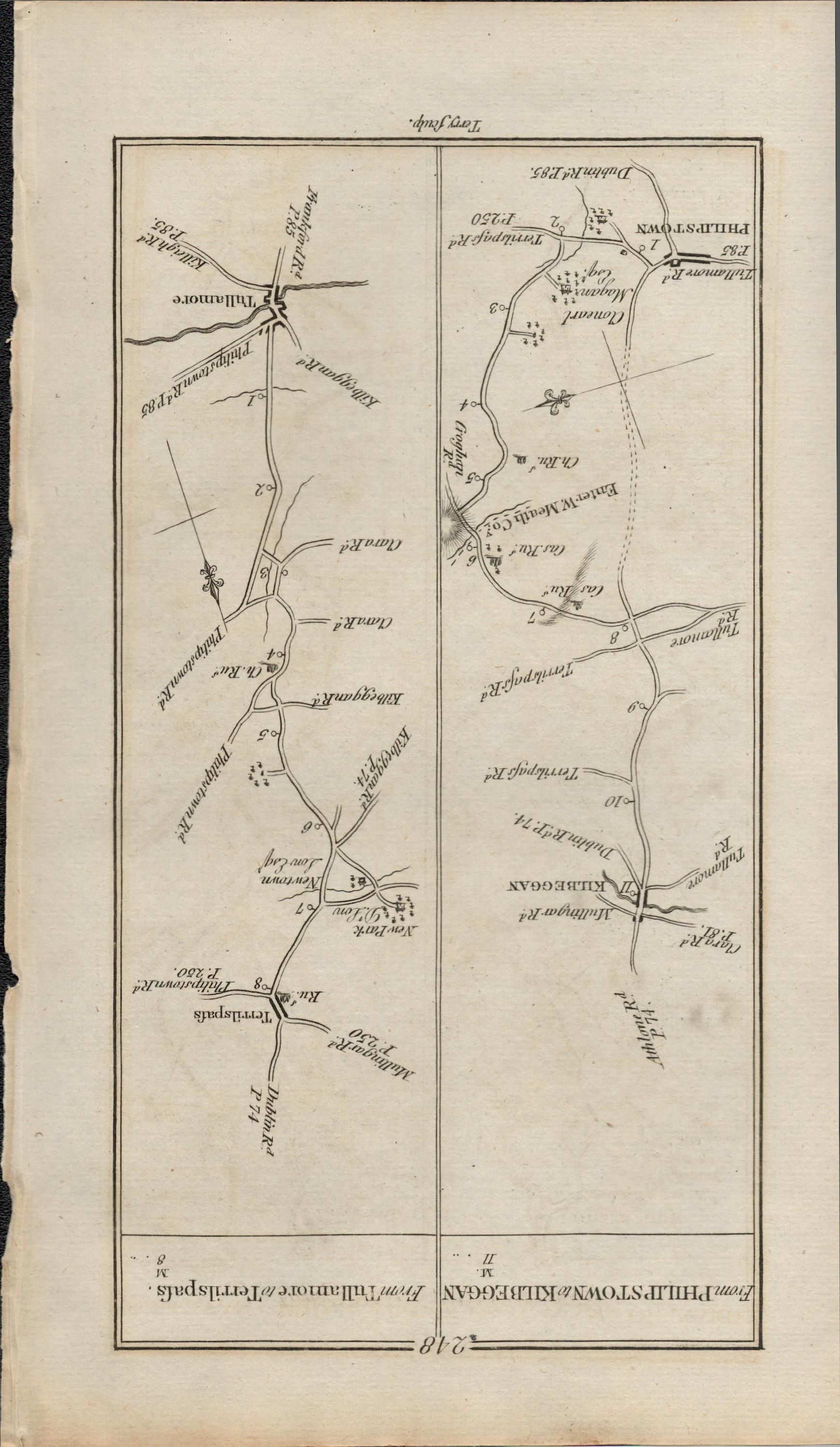 Taylor & Skinner 1777 Ireland Map Trim Philipstown Kilbeggan Tullamore Etc.