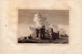 Holy Island Monastery Northumberland F. Grose Antique 1783 Copper Engraving.