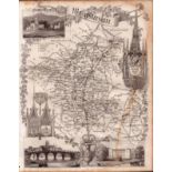Worcestershire Steel Engraved Antique Thomas Moule Antique Map.