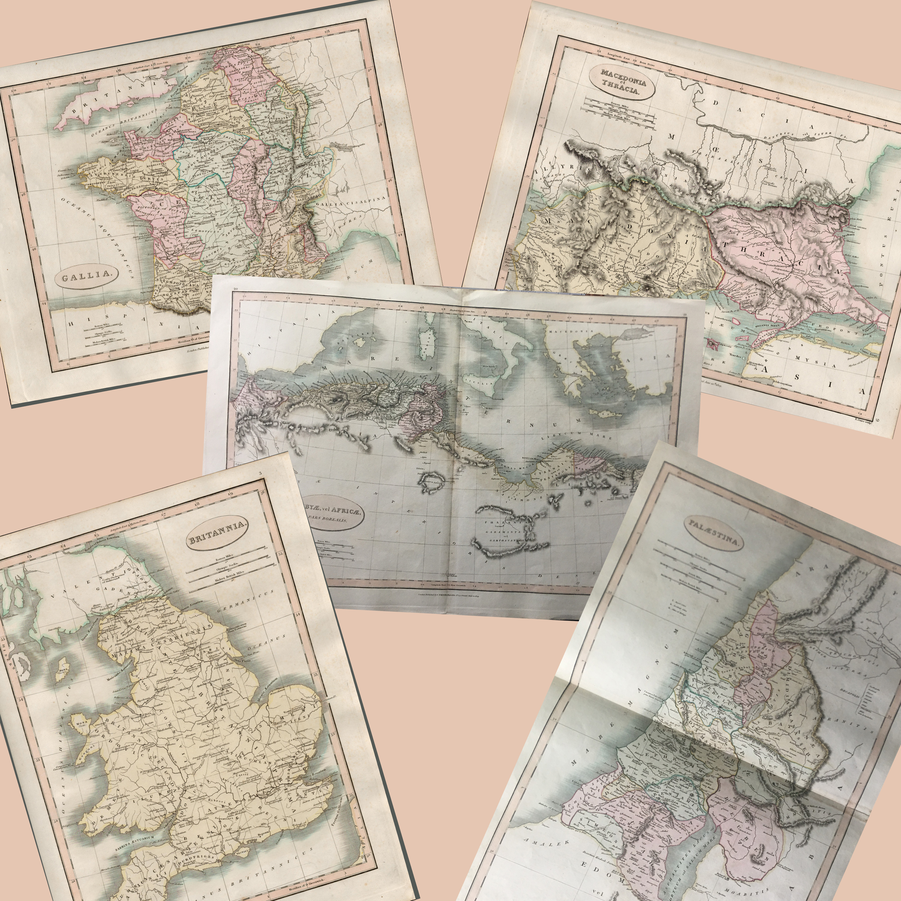 Rare Ancient World Collection of 5 Classical Antique Maps 1809.