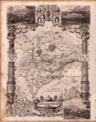 East Midlands Steel Engraved Victorian Thomas Moule Antique Map.