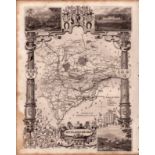 East Midlands Steel Engraved Victorian Thomas Moule Antique Map.