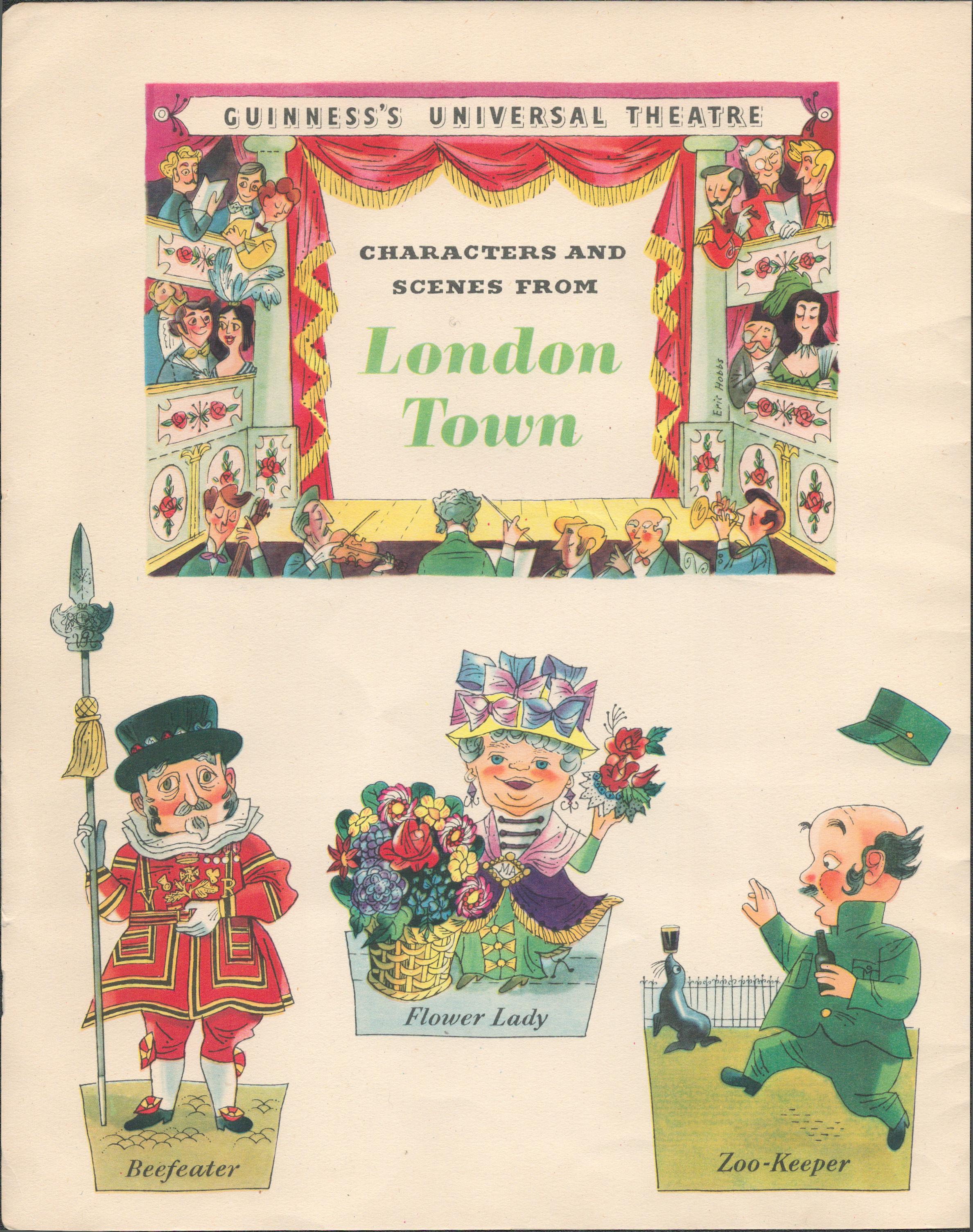 72 Years Old Vintage 1951 Guinness Print Characters from “London Town”