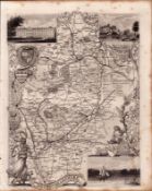 Nottinghamshire Steel Engraved Victorian Thomas Moule Map.